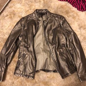 Metallic Leather Jacket/ Leather Vest